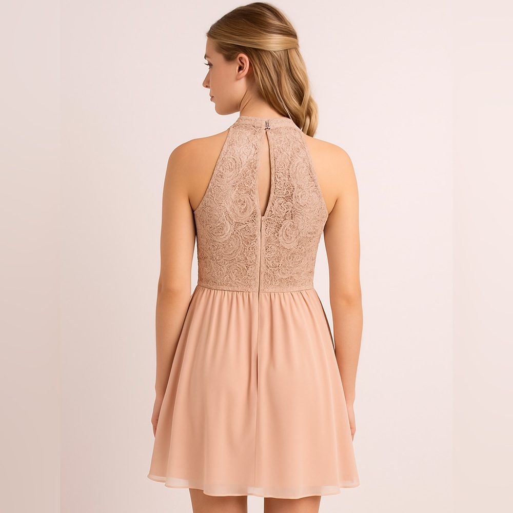 “Xtraordinary” Women’s Juniors Lace Sequin Halter Homecoming Dress Pink Size 11 - Picture 3 of 15